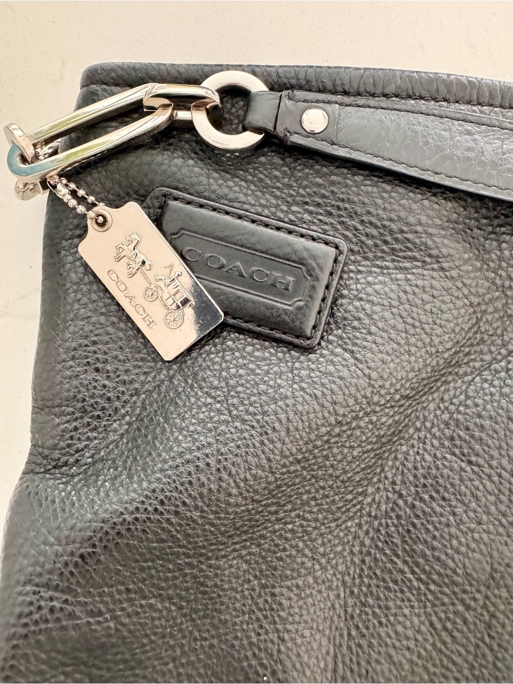 Coach Black Pebbled Leather Hobo Bag - Coach Lexy Bag w/crossbody attachment - Picture 6 of 7